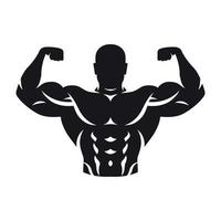 illustratie van bodybuilder silhouet zwart Aan wit achtergrond vector