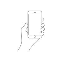 hand- Holding de slim telefoon, lijn pictogrammen vector