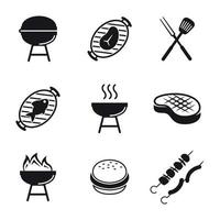 barbecue reeks zwart, geïsoleerd pictogrammen Aan een wit achtergrond vector