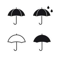paraplu pictogrammen set. zwart, geïsoleerd pictogrammen Aan een wit achtergrond vector