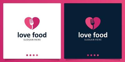 hart en gereedschap voedsel liefde concept logo inspiratie voor restaurant. premie vector