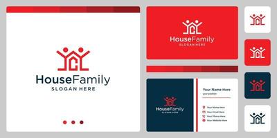 huis gebouw ontwerp logo met familie logo en eerste brief c. bedrijf kaart ontwerp vector