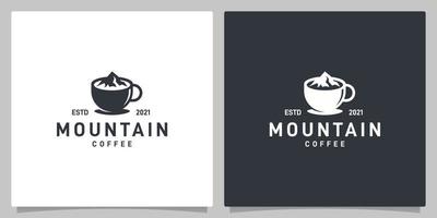 illustratie creatief koffie winkel logo ontwerp vector. symbool grafisch restaurant markt heet ontbijt etiket thee kop drinken boer klassiek wijnoogst retro berg top symbool silhouet. vector