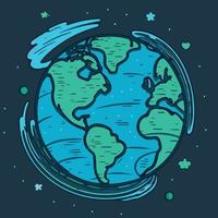 aarde wereldbol in ruimte continenten en oceanen vector
