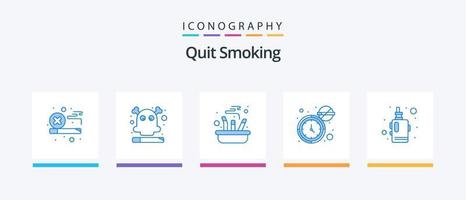 stoppen roken blauw 5 icoon pak inclusief horloge. sigaret. gevaarlijk. roken. uit. creatief pictogrammen ontwerp vector