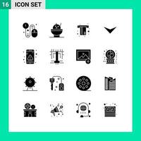 universeel icoon symbolen groep van 16 modern solide glyphs van koppel fout kaart app naar beneden bewerkbare vector ontwerp elementen