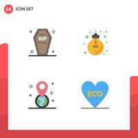 4 gebruiker koppel vlak icoon pak van modern tekens en symbolen van kist kantoor begrafenis idee GPS bewerkbare vector ontwerp elementen