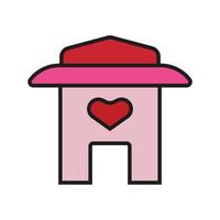 Valentijn dag liefde icoon ontwerp vector, hart icoon met huis symbool vector