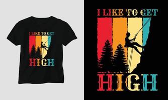 beklimming t-shirt ontwerp concept. ontworpen met berg, silhouet, bomen en wijnoogst stijl. vector