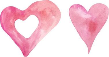 waterverf reeks van roze, Purper en rood harten voor st valentijnsdag dag vector