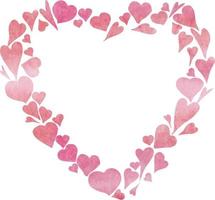 waterverf gelukkig valentijnsdag dag rood en roze harten kader Aan wit vector