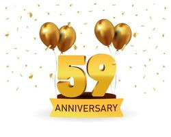 59 verjaardag goud getallen met gouden confetti. viering verjaardag evenement partij sjabloon. vector