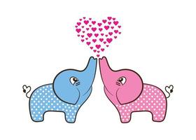 schattig baby olifanten liefde tekenfilm illustratie geïsoleerd Aan wit vector