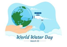 wereld water dag Aan 5 maart illustratie met waterdruppel van aarde voor web banier of landen bladzijde in vlak tekenfilm hand- getrokken Sjablonen illustratie vector