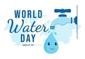 wereld water dag Aan 5 maart illustratie met waterdruppel van aarde voor web banier of landen bladzijde in vlak tekenfilm hand- getrokken Sjablonen illustratie vector