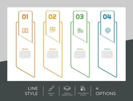 presentatie bedrijf optie infographic met lijn stijl en kleurrijk concept. 4 opties van infographic kan worden gebruikt voor bedrijf doel. vector