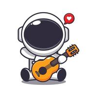 schattig astronaut spelen gitaar tekenfilm vector illustratie. vector tekenfilm illustratie geschikt voor poster, brochure, web, mascotte, sticker, logo en icoon.