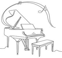 piano lijn kunst, muziek- affiche schets tekening, instrument schetsen, minimalistische vector, illustratie vector