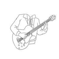 gitaar lijn kunst, muziek- instrument schetsen, schets tekening, musical illustratie, zwart wit lijnen, grafisch vector