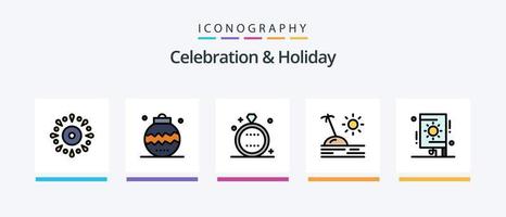 viering en vakantie lijn gevulde 5 icoon pak inclusief carnaval. vakantie. viering. vuurwerk. viering. creatief pictogrammen ontwerp vector