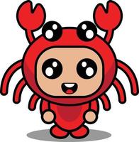 tekenfilm karakter vector illustratie van schattig krab dier mascotte kostuum