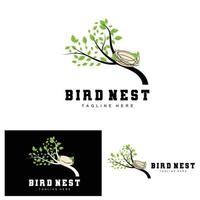 vogel nest logo ontwerp, vogel huis vector voor eieren, vogel boom logo illustratie