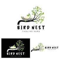 vogel nest logo ontwerp, vogel huis vector voor eieren, vogel boom logo illustratie