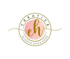 eerste eh vrouwelijk logo schoonheid monogram en elegant logo ontwerp, handschrift logo van eerste handtekening, bruiloft, mode, bloemen en botanisch met creatief sjabloon. vector