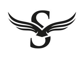 brief s vleugel logo voor vervoer, vracht, vervoer logotype vector sjabloon