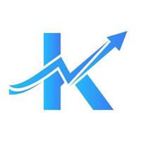 brief k financieel logo met groei pijl. economie logo teken Aan alfabet vector