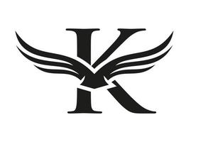 brief k vleugel logo voor vervoer, vracht, vervoer logotype vector sjabloon