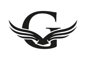 brief g vleugel logo voor vervoer, vracht, vervoer logotype vector sjabloon