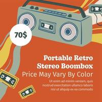 portable retro stereo boombox, antiek op te slaan winkel vector