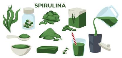 spirulina superfood of dieet supplement vector