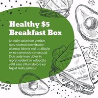 gezond ontbijt doos, snacks en voedsel pakket vector