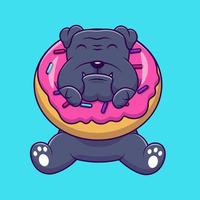 schattig bulldog donut tekenfilm vector pictogrammen illustratie. vlak tekenfilm concept. geschikt voor ieder creatief project.