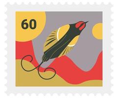 post- markering voor envelop, poststempel met vogel vector