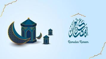 Ramadan kareem banier achtergrond met gouden Arabisch kalligrafie. vector illustratie
