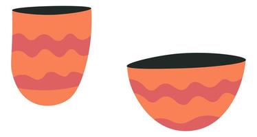 porselein of keramiek cups en kommen met lijnen vector