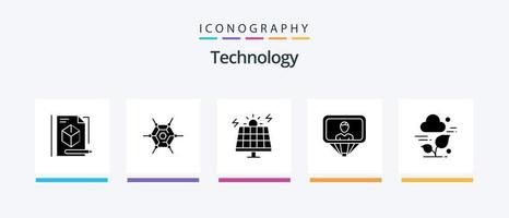 technologie glyph 5 icoon pak inclusief blad. fabriek. omgeving. Log in. profiel. creatief pictogrammen ontwerp vector