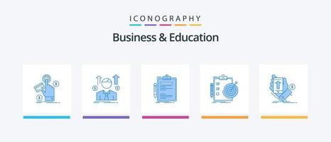 bedrijf en onderwijs blauw 5 icoon pak inclusief analyses. doelen. medewerker. klem bord. bedrijf. creatief pictogrammen ontwerp vector