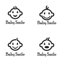schattig gelukkig baby gezicht glimlach logo sjabloon vector