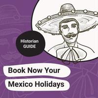 boek nu uw Mexico vakantie, historicus gids vector