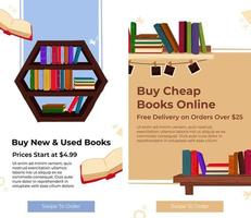 kopen goedkoop boeken online, gebruikt publicaties web vector