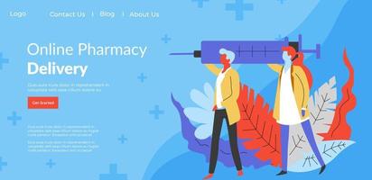 online apotheek en levering, geneeskunde en Gezondheid vector