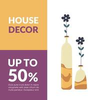 huis decor omhoog naar 50 procent uit promo banier vector