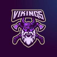 viking esport gaming mascotte logo ontwerp illustratie vector. vikingen schedel met bijl vector