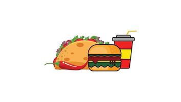 taco's, hamburger en zacht drinken sjabloon vector