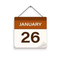 januari 26, kalender icoon met schaduw. dag, maand. vergadering afspraak tijd. evenement schema datum. vlak vector illustratie.