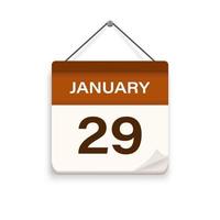 januari 29, kalender icoon met schaduw. dag, maand. vergadering afspraak tijd. evenement schema datum. vlak vector illustratie.